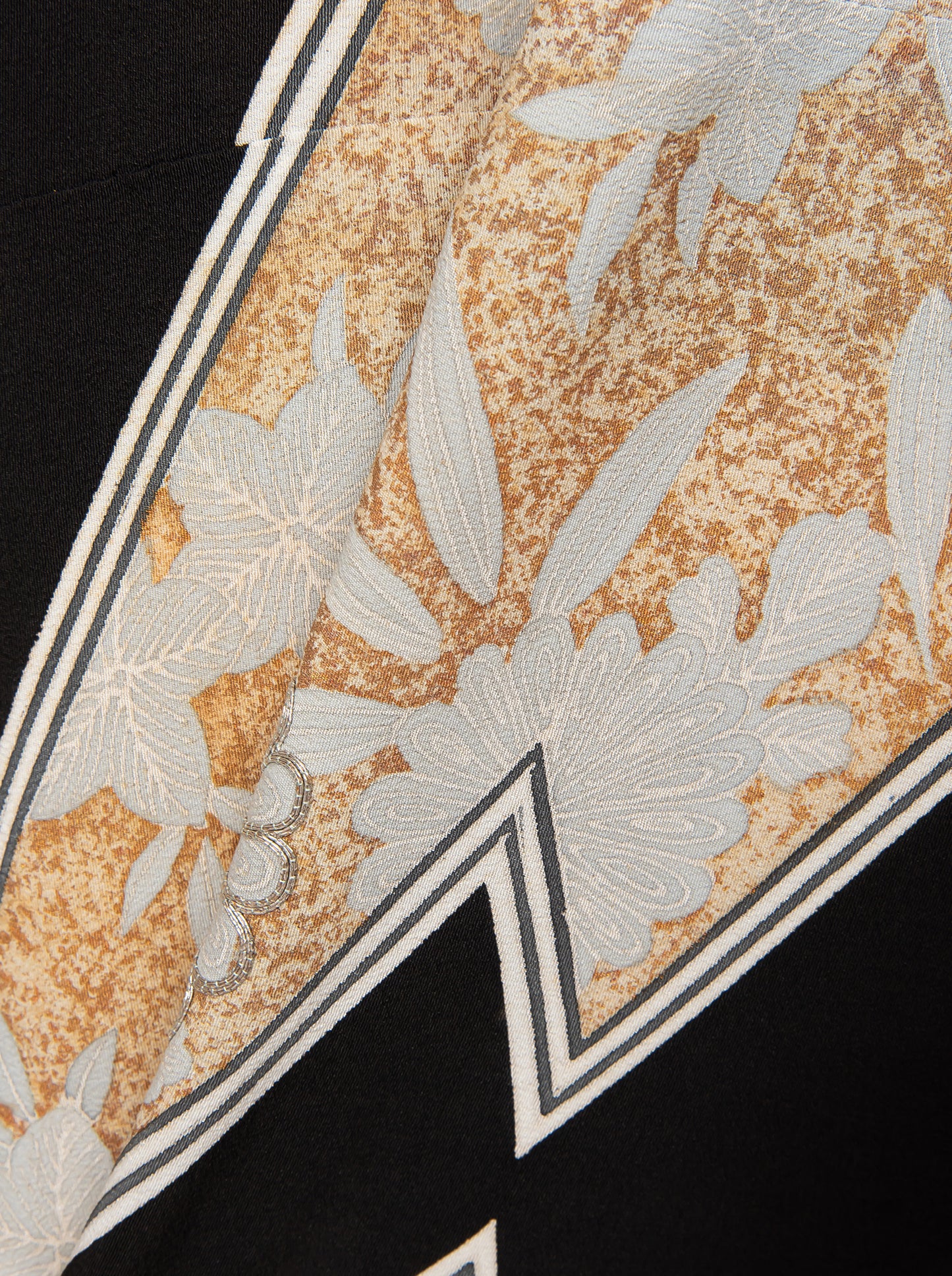 キモノワンピースドレス|金銀_草花_幾何学