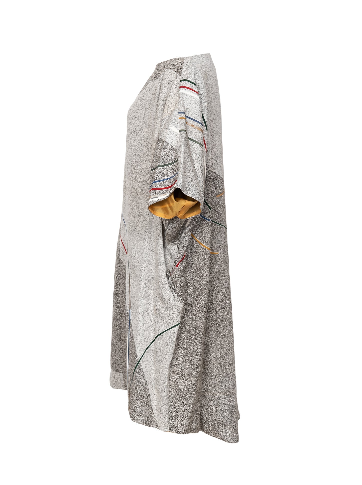 キモノワンピースドレス|グレー_有機的柄