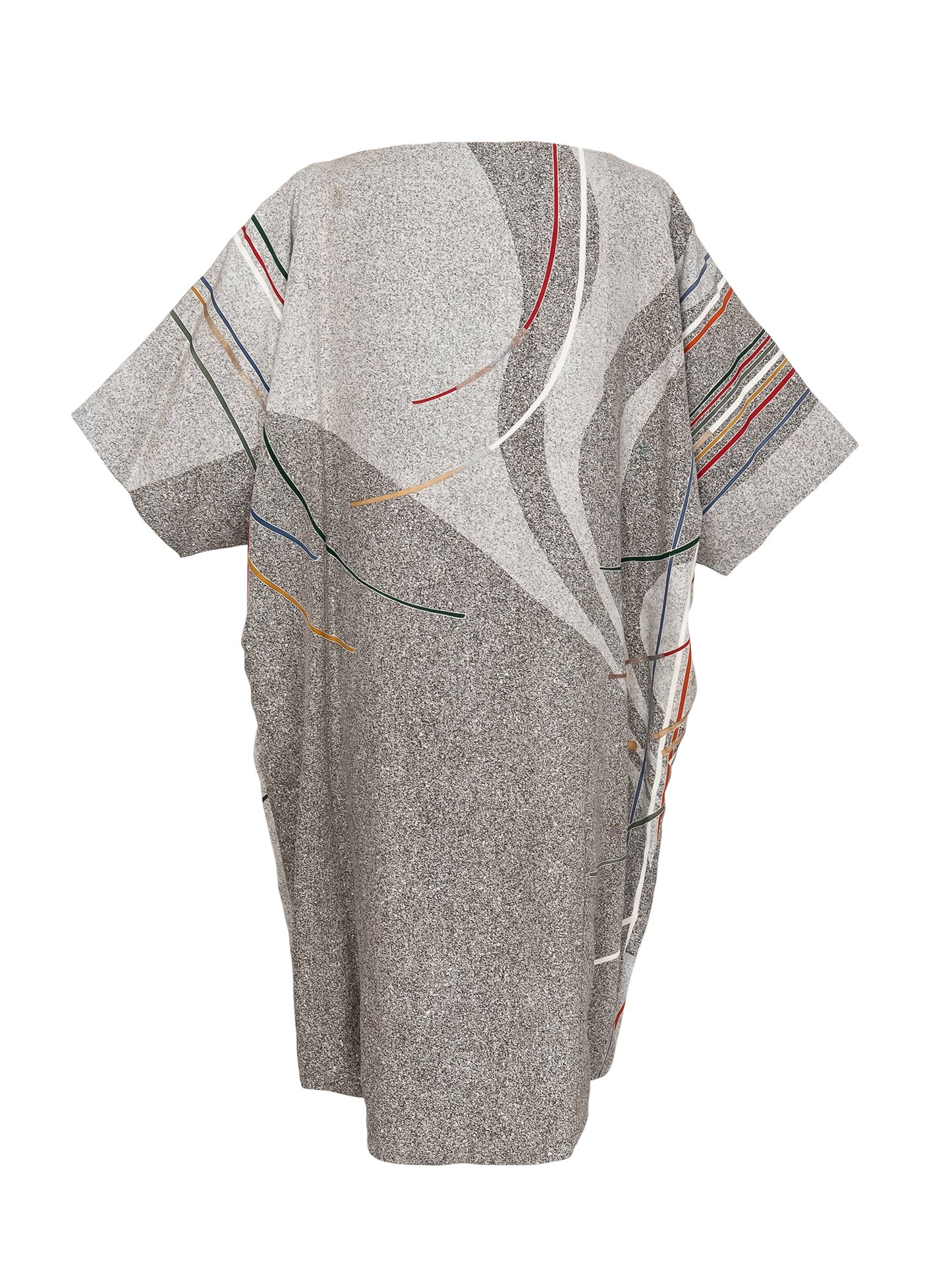 キモノワンピースドレス|グレー_有機的柄