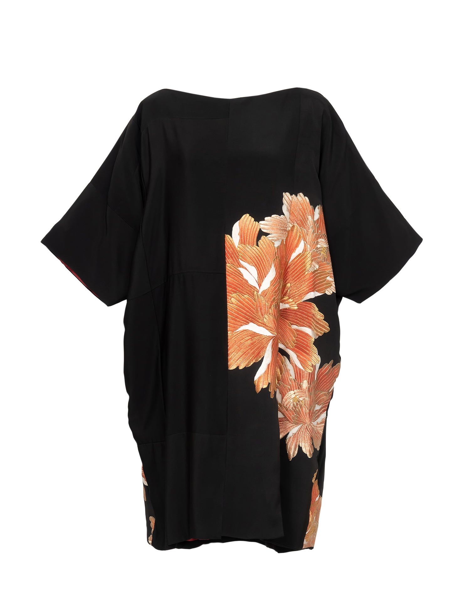 キモノワンピースドレス|赤_花