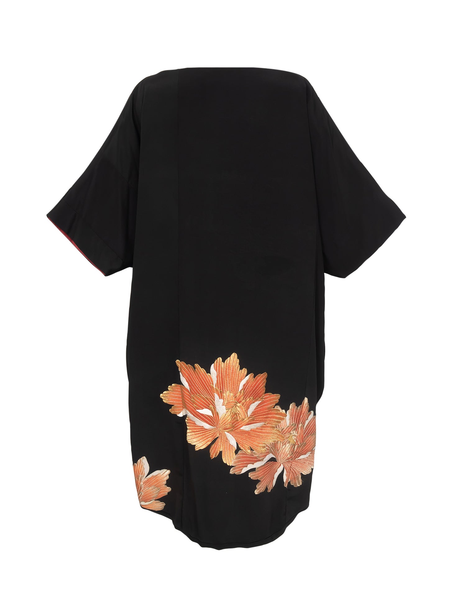 キモノワンピースドレス|赤_花