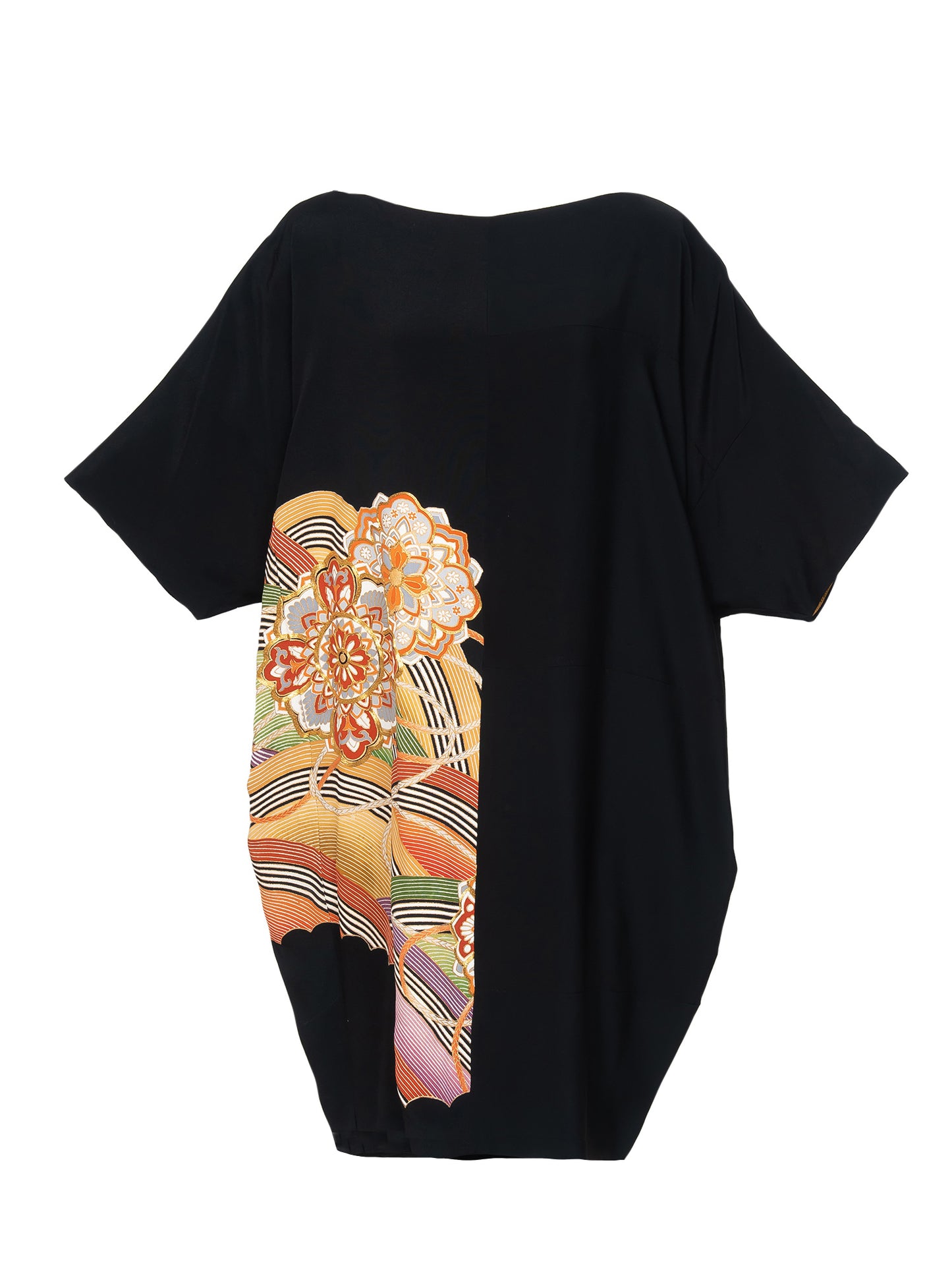 キモノワンピースドレス|カラフル花_波