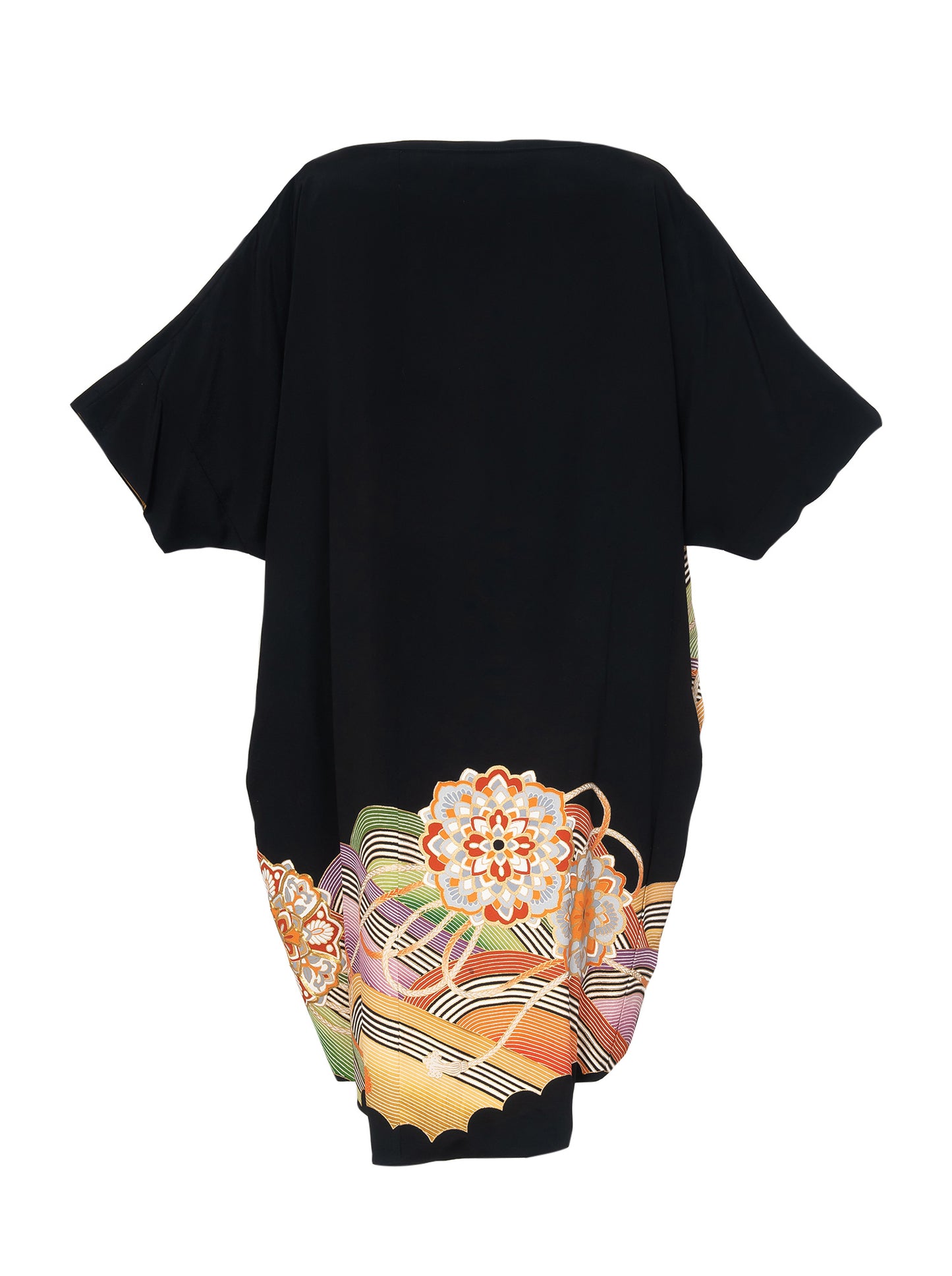 キモノワンピースドレス|カラフル花_波