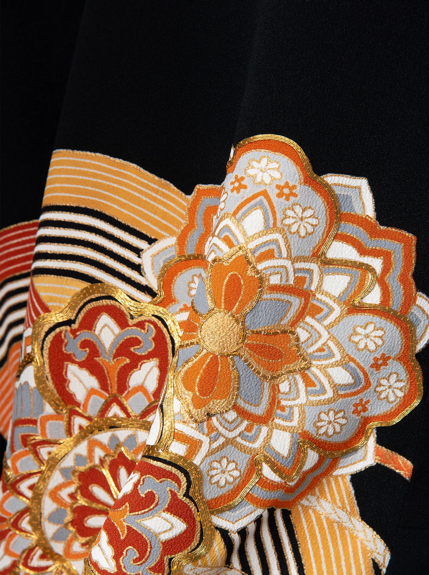 キモノワンピースドレス|カラフル花_波