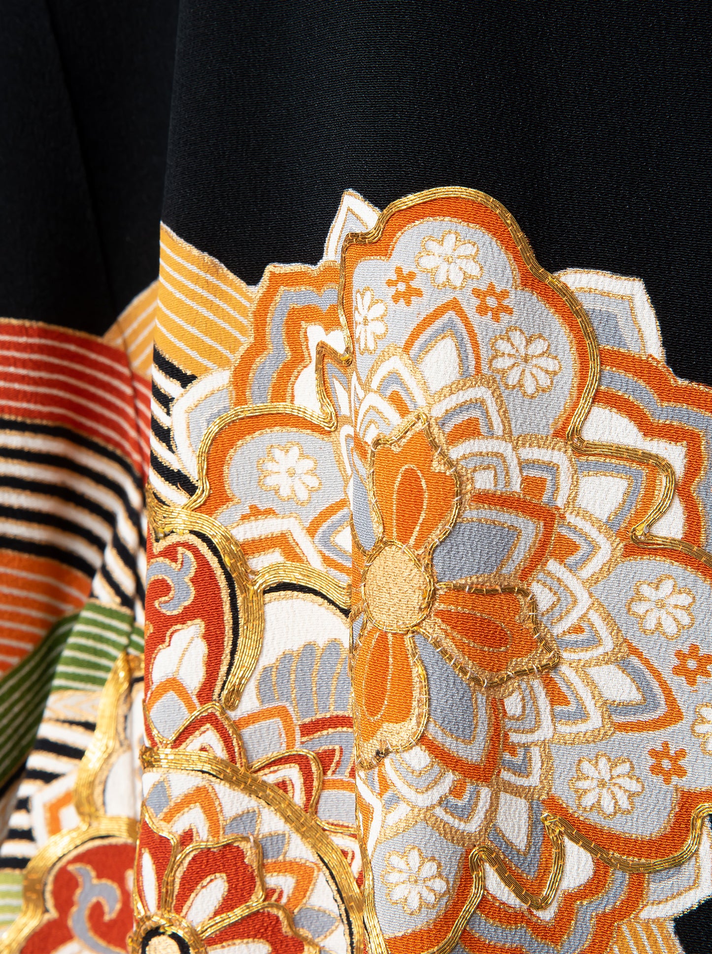 キモノワンピースドレス|カラフル花_波