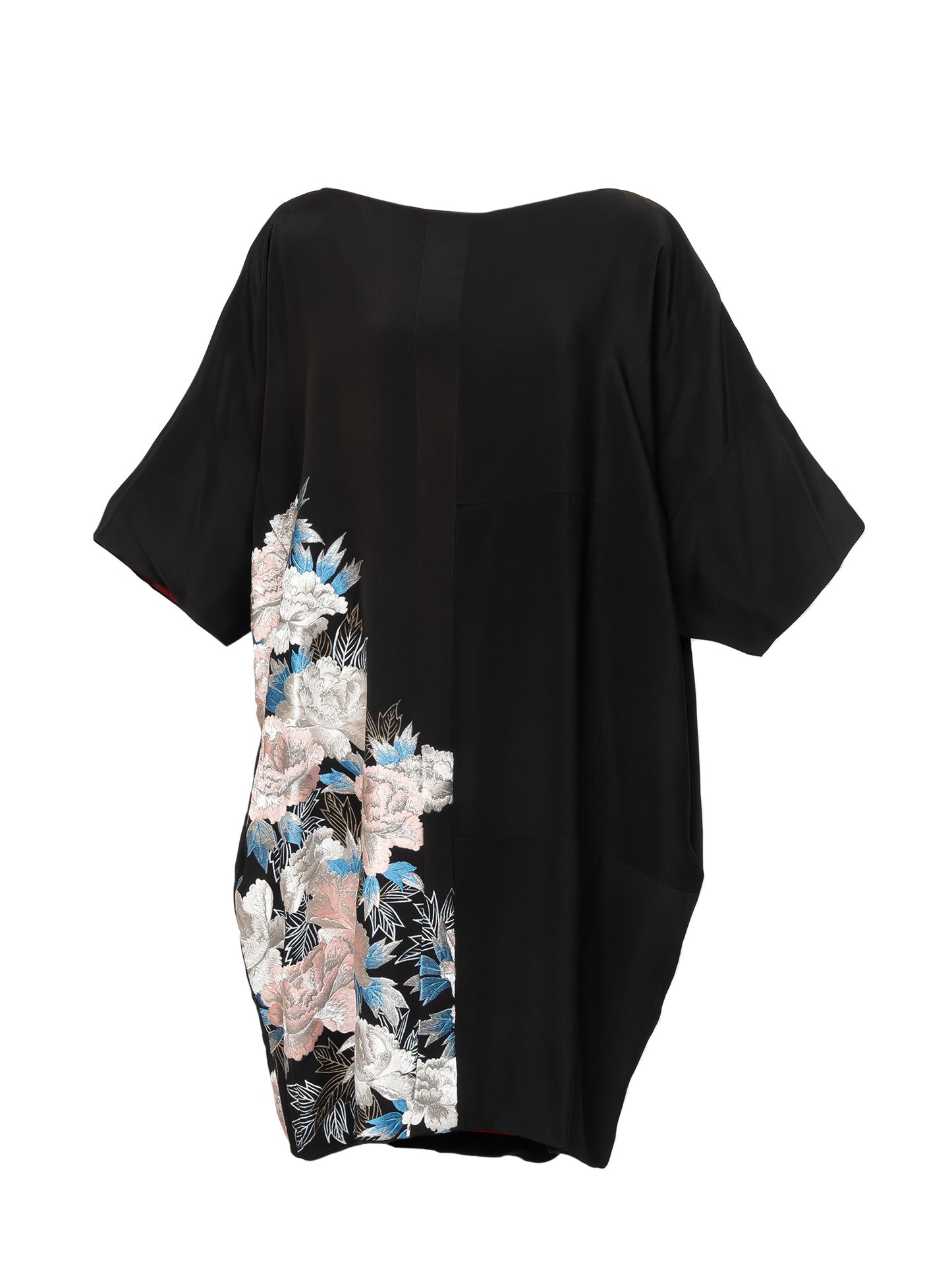 キモノワンピースドレス|白ピンク_花