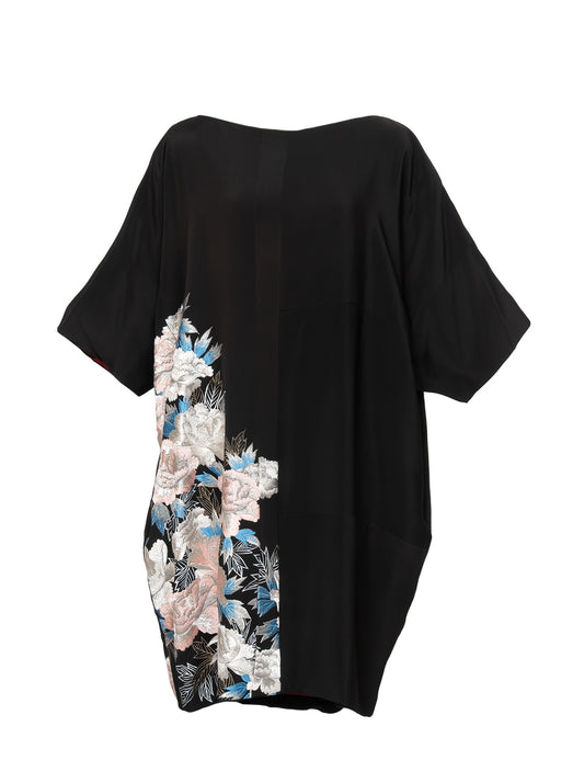 キモノワンピースドレス|白ピンク_花