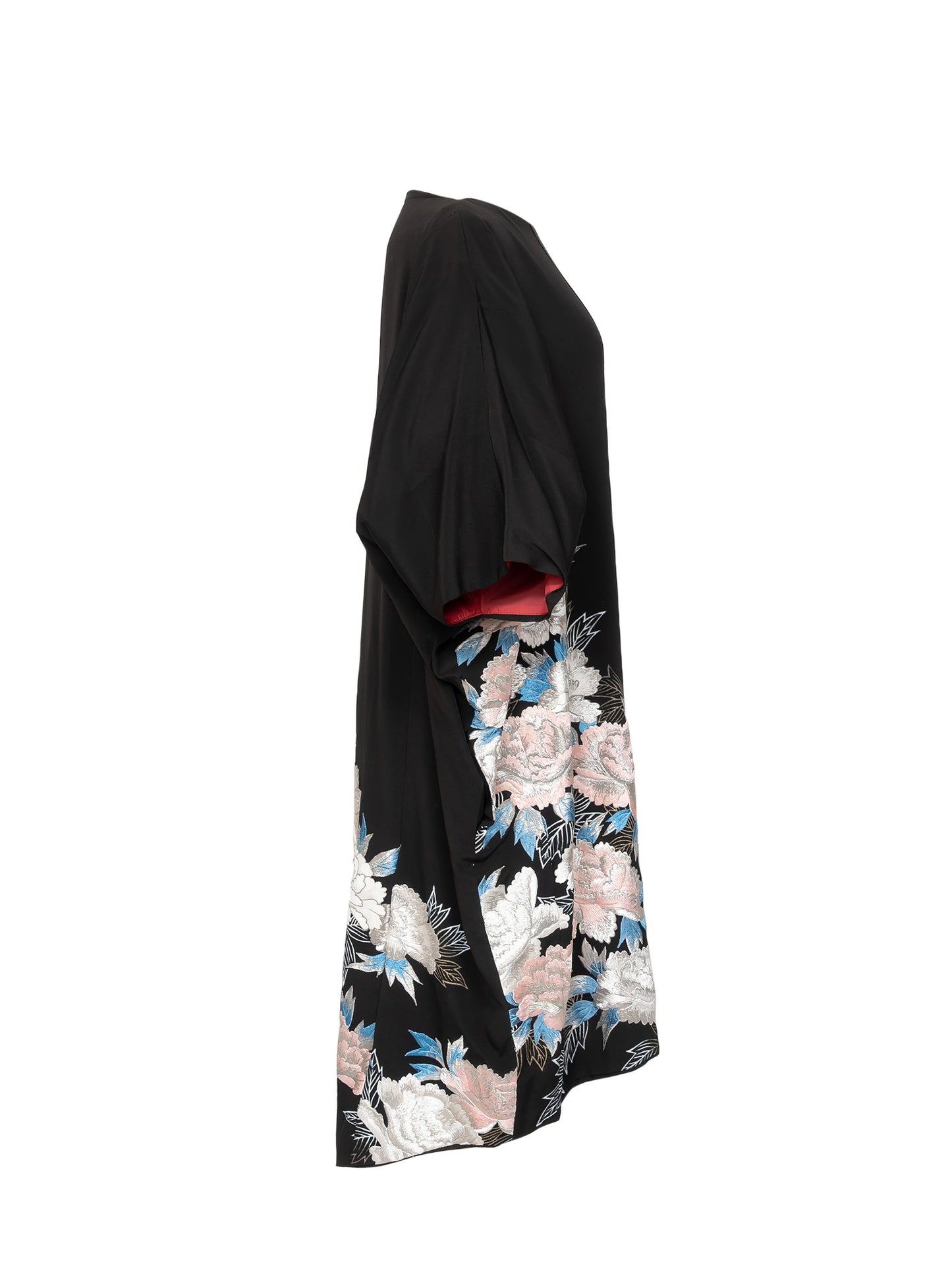 キモノワンピースドレス|白ピンク_花