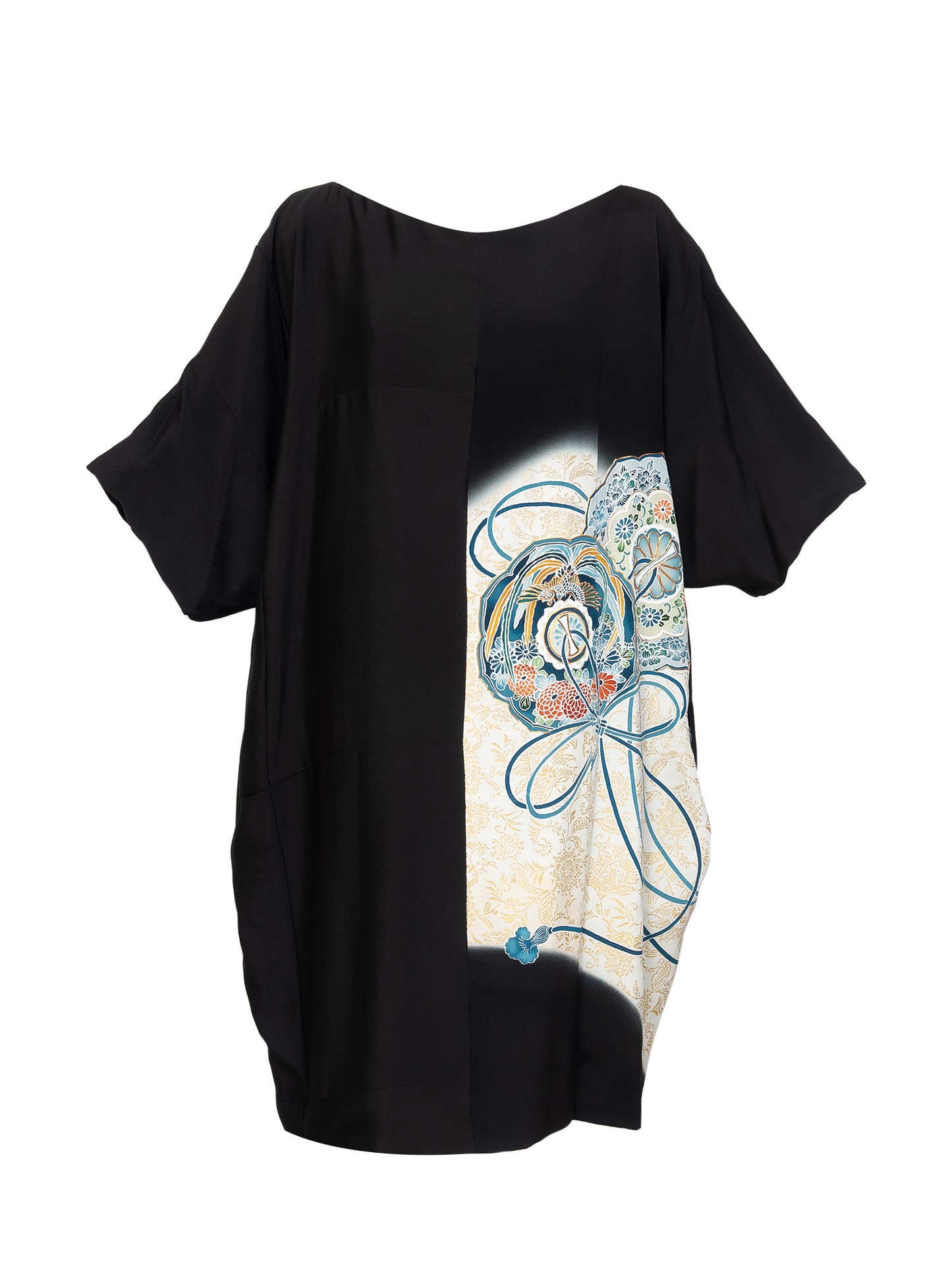 キモノワンピースドレス|ブルー華_結