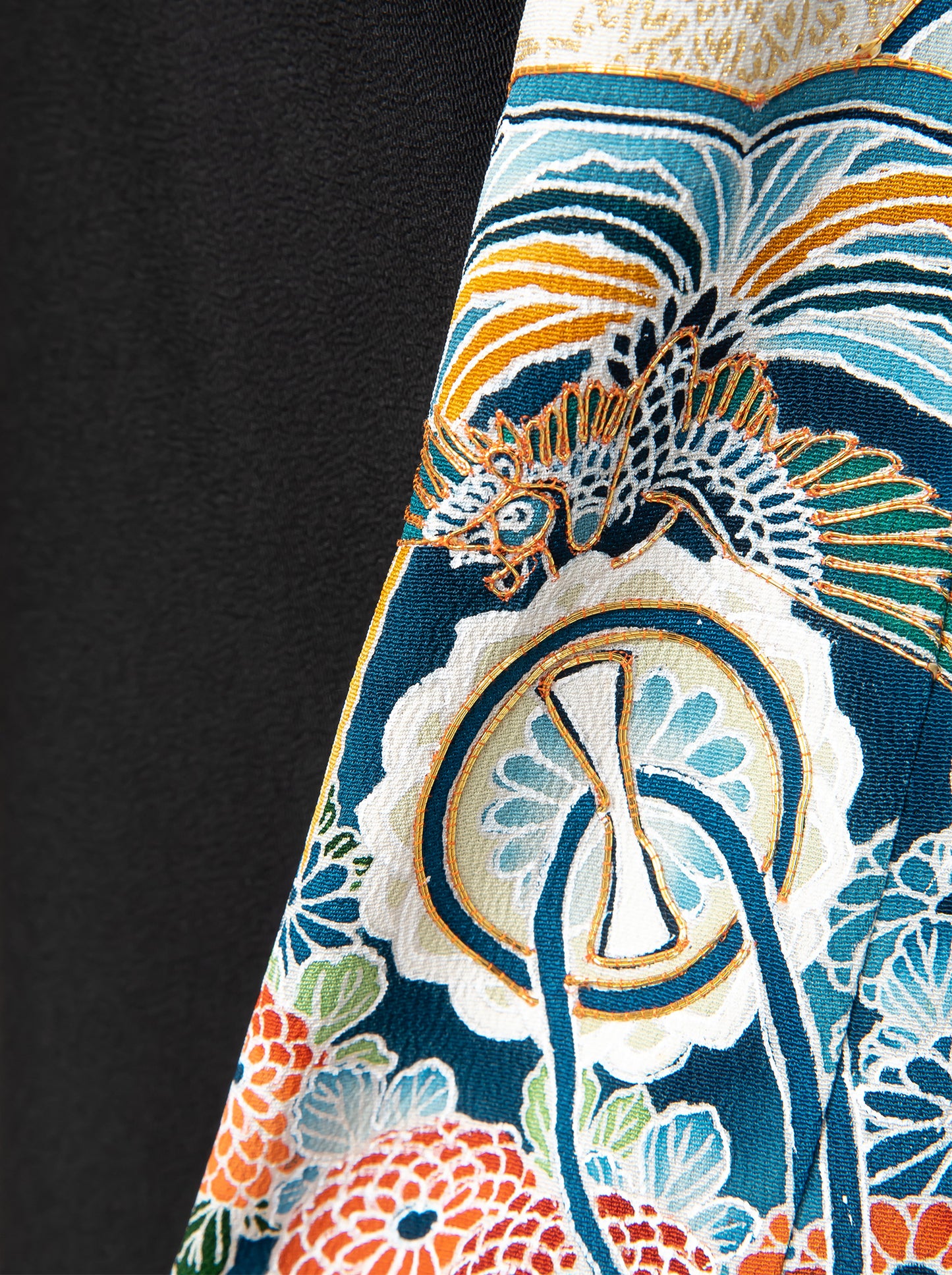 キモノワンピースドレス|ブルー華_結