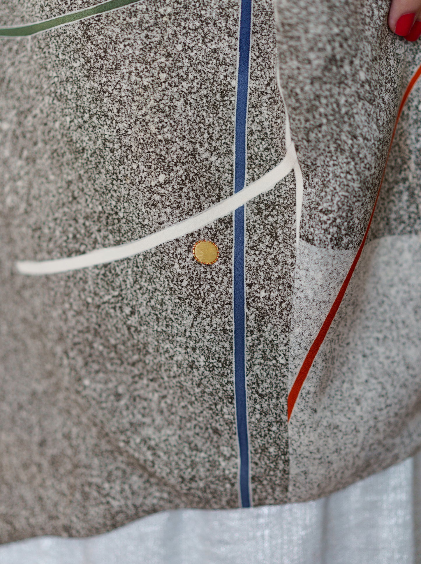 キモノワンピースドレス|グレー_有機的柄