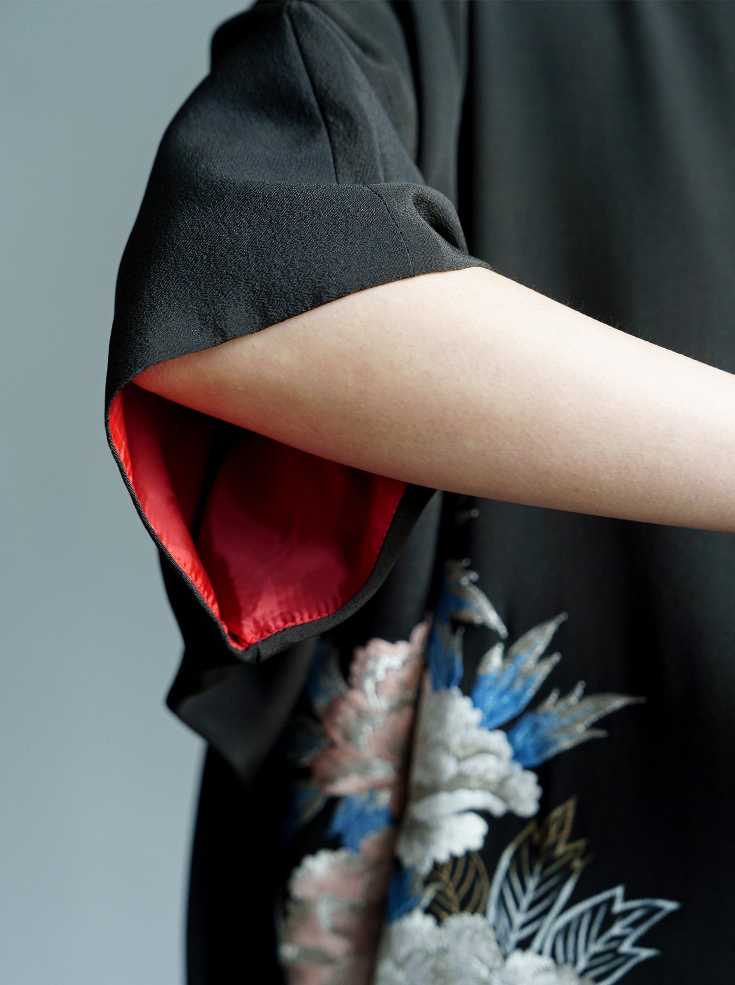 キモノワンピースドレス|白ピンク_花