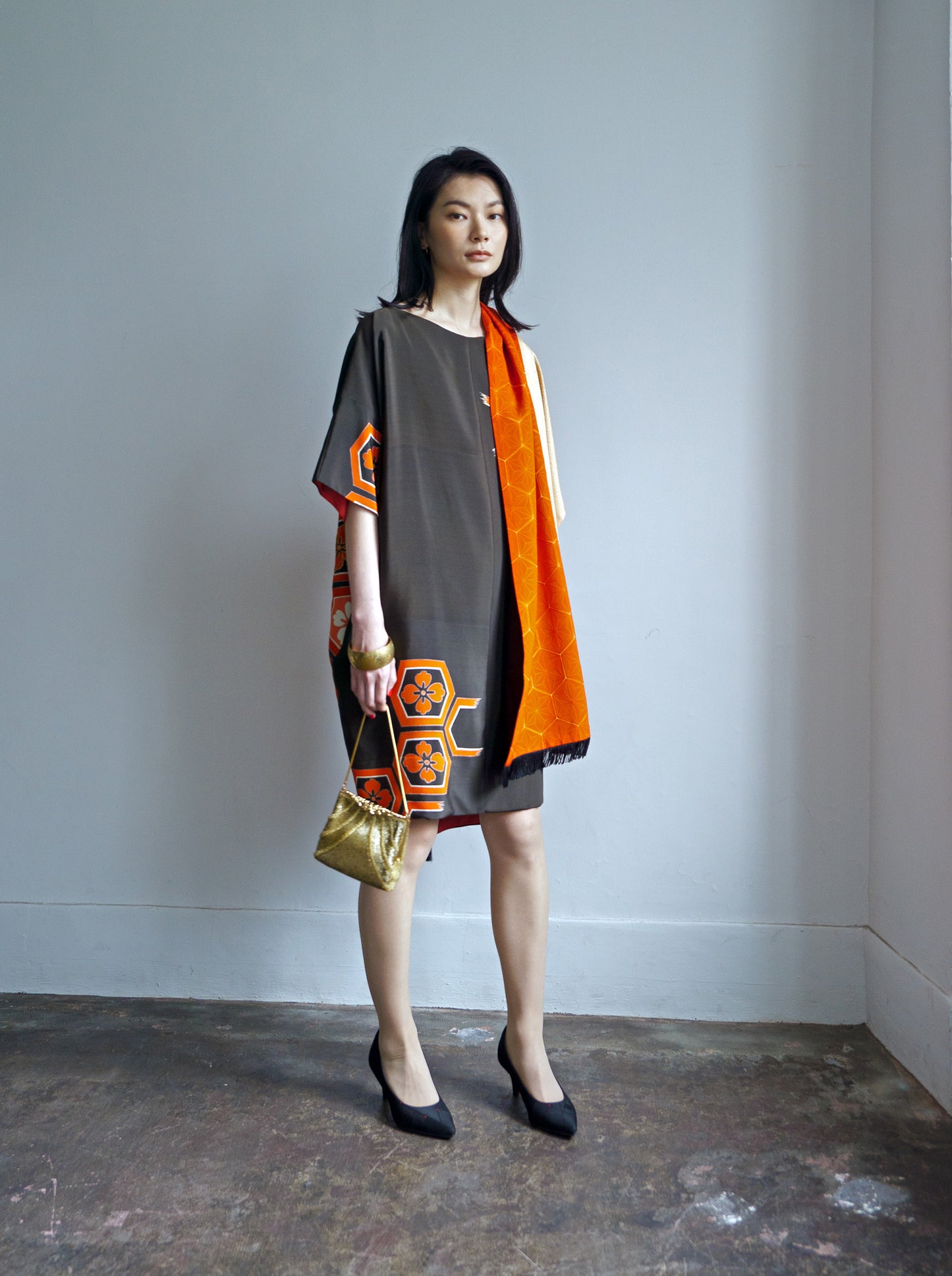 キモノワンピースドレス|亀甲